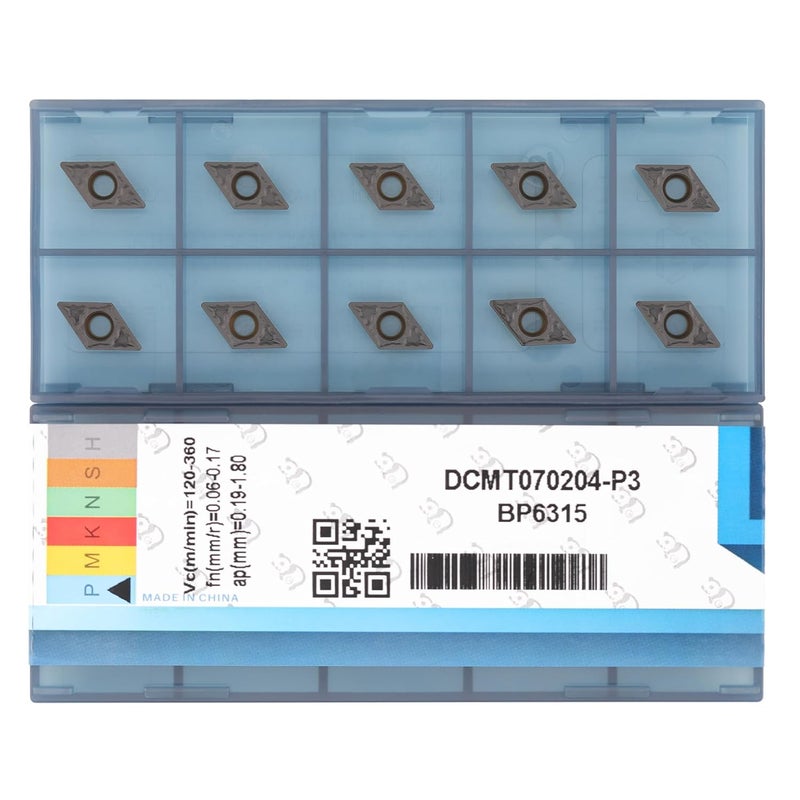 CDBP CNC Carbide Inserts DCMT070204/ DCMT21.51 for Metal Cutting Steel, DCMT Metal Lathe Tool for Steel, 10 Pcs - Image 1